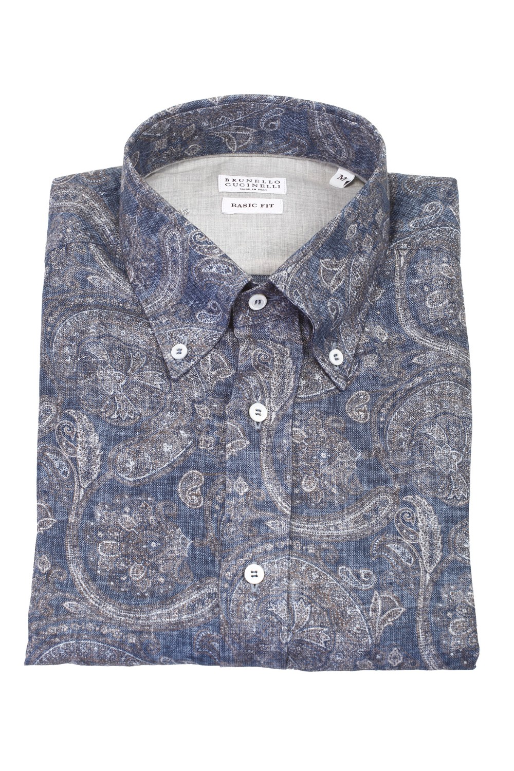 shop BRUNELLO CUCINELLI  Camicia: Brunello Cucinelli camicia basic fit in lino.
Colletto button-down.
Maniche lunghe.
Stampa paisley.
Composizione: 100% Lino.
Fabbricato in Italia.. MM6560038-C001 number 4050797